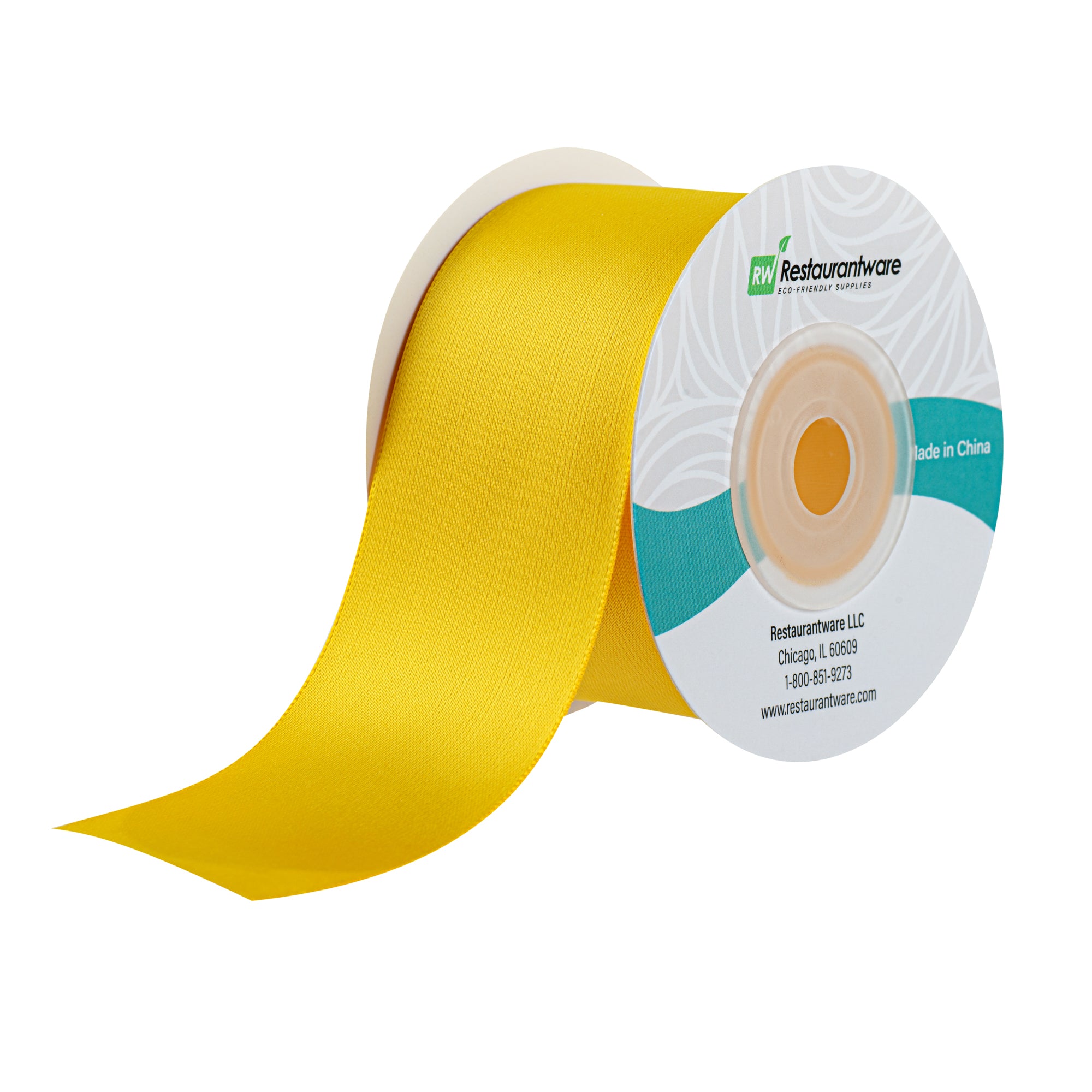 Gift Tek Yellow Polyester Satin Ribbon - Single Face - 1 1/2" x 10 yds - 1 count box