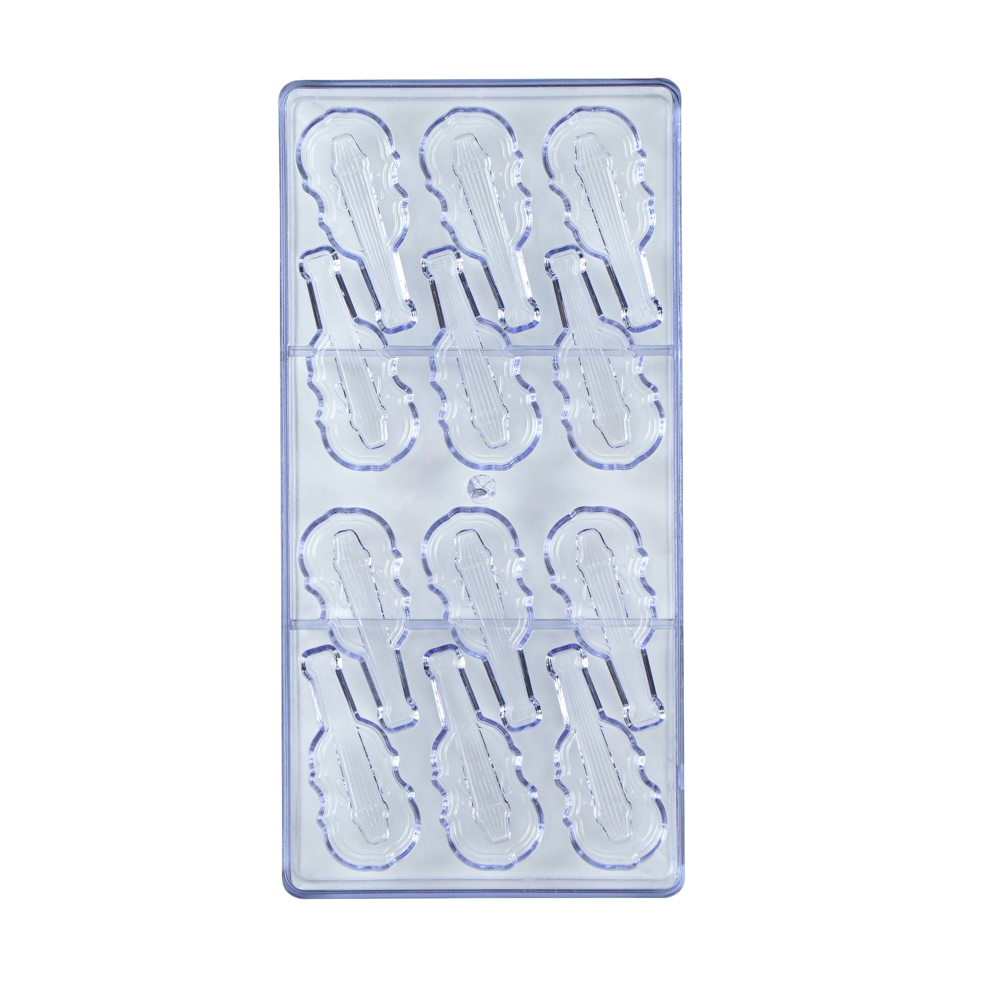 Pastry Tek Polycarbonate Violin Candy / Chocolate Mold - 12-Compartment - 1 count box