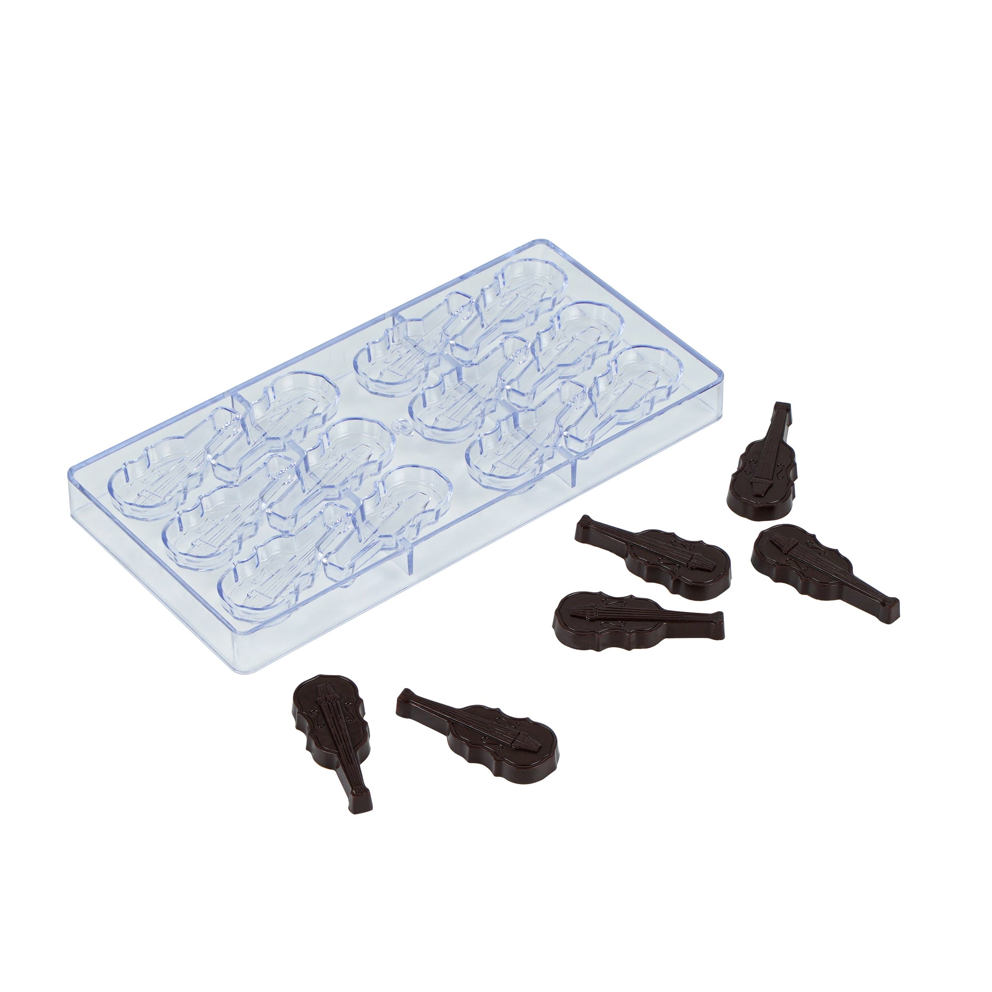 Pastry Tek Polycarbonate Violin Candy / Chocolate Mold - 12-Compartment - 1 count box
