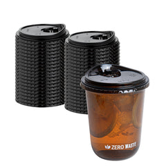 Sustain Round Black PLA Plastic Straw or Sippy Cup Lid - Fits 12, 16, and 24 oz, Compostable - 3 1/2