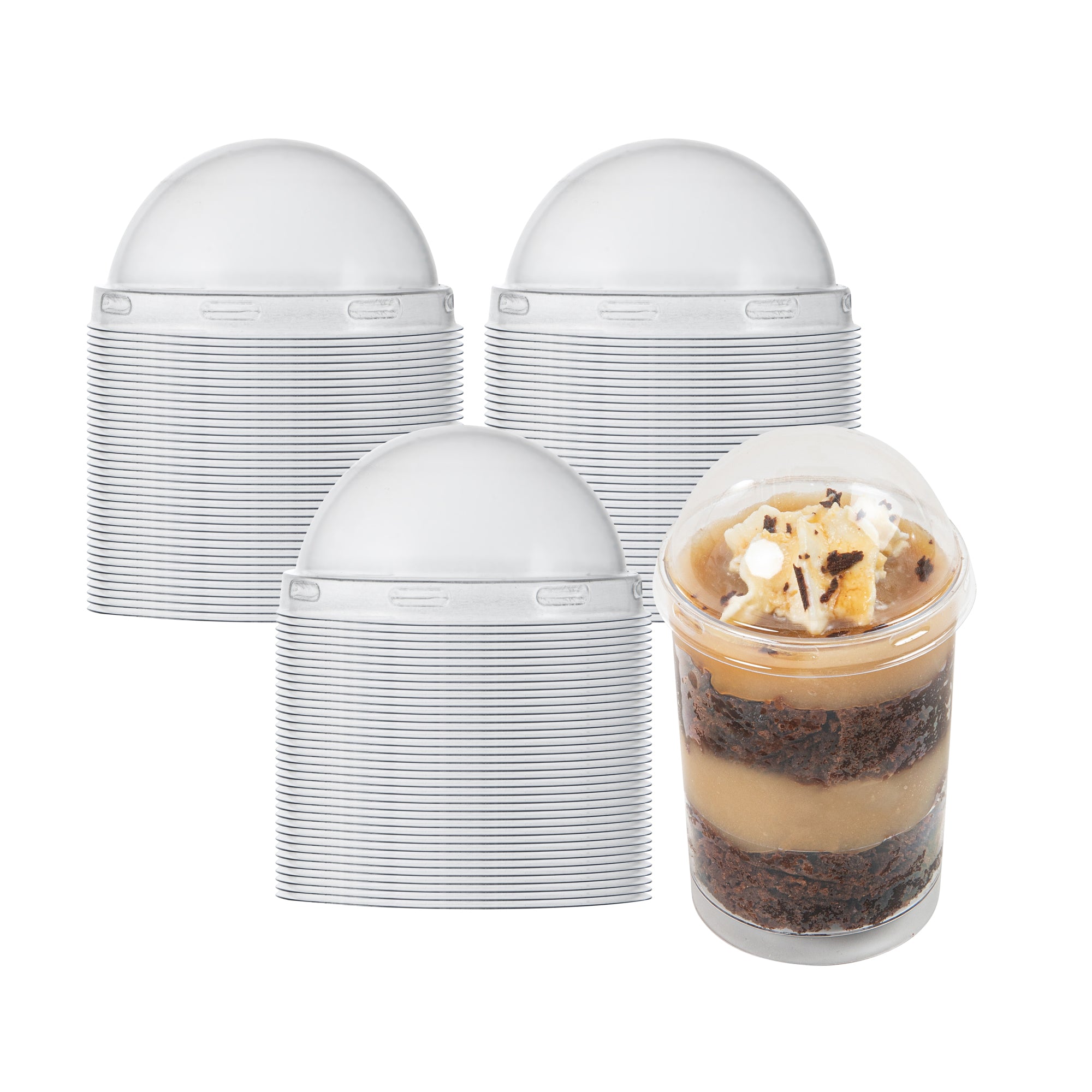 Mini Serve Round Clear Plastic Dome Lid - Fits 5 oz Dessert Cup - 100 count box