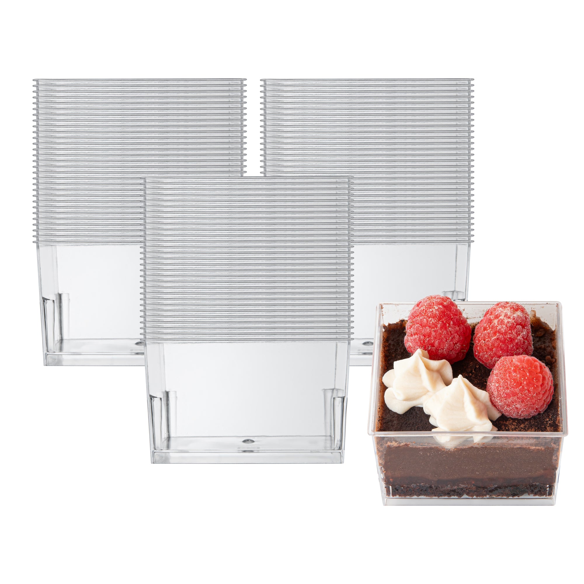 Mini Serve 5 oz Square Clear Plastic Dessert Cup - 2 3/4'' x 2 3/4'' x 1 3/4'' - 100 count box
