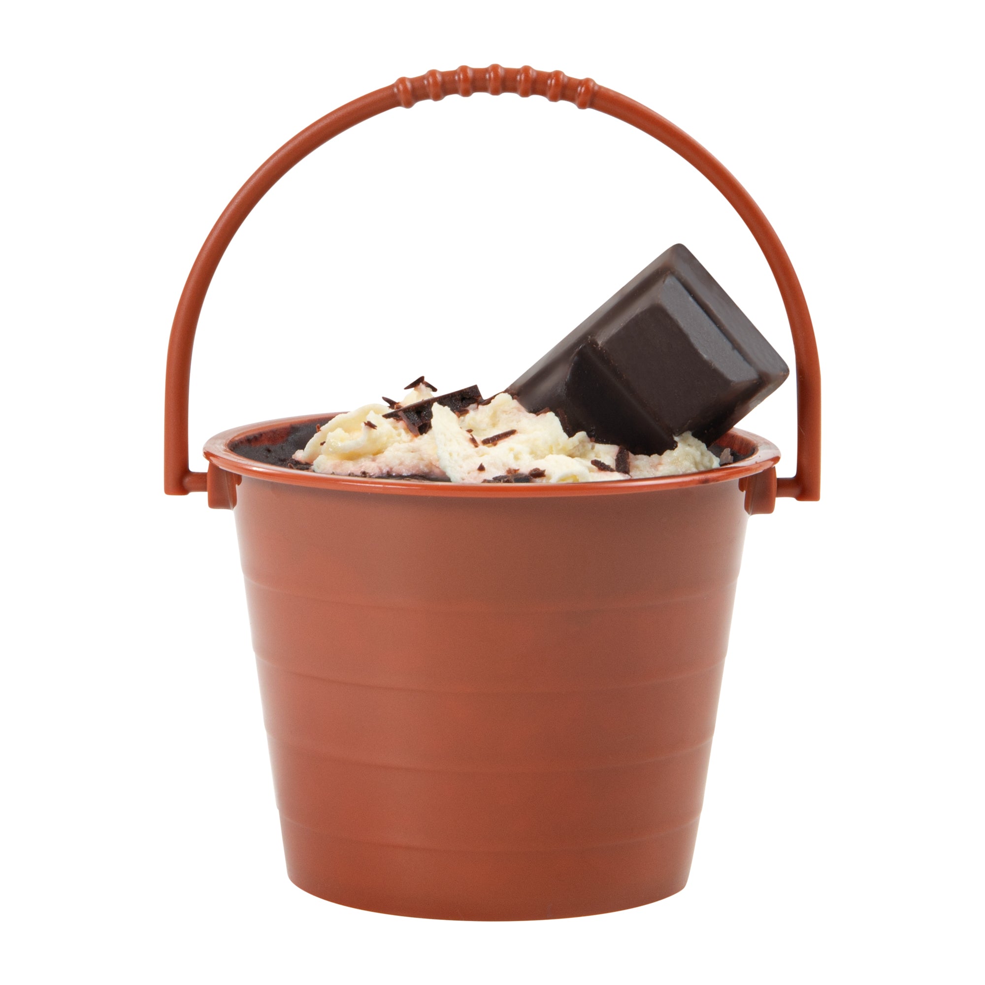 Mini Serve 2 oz Round Brown Plastic Dessert Bucket Cup - 3 1/4'' x 3 1/4'' x 2 1/4'' - 100 count box