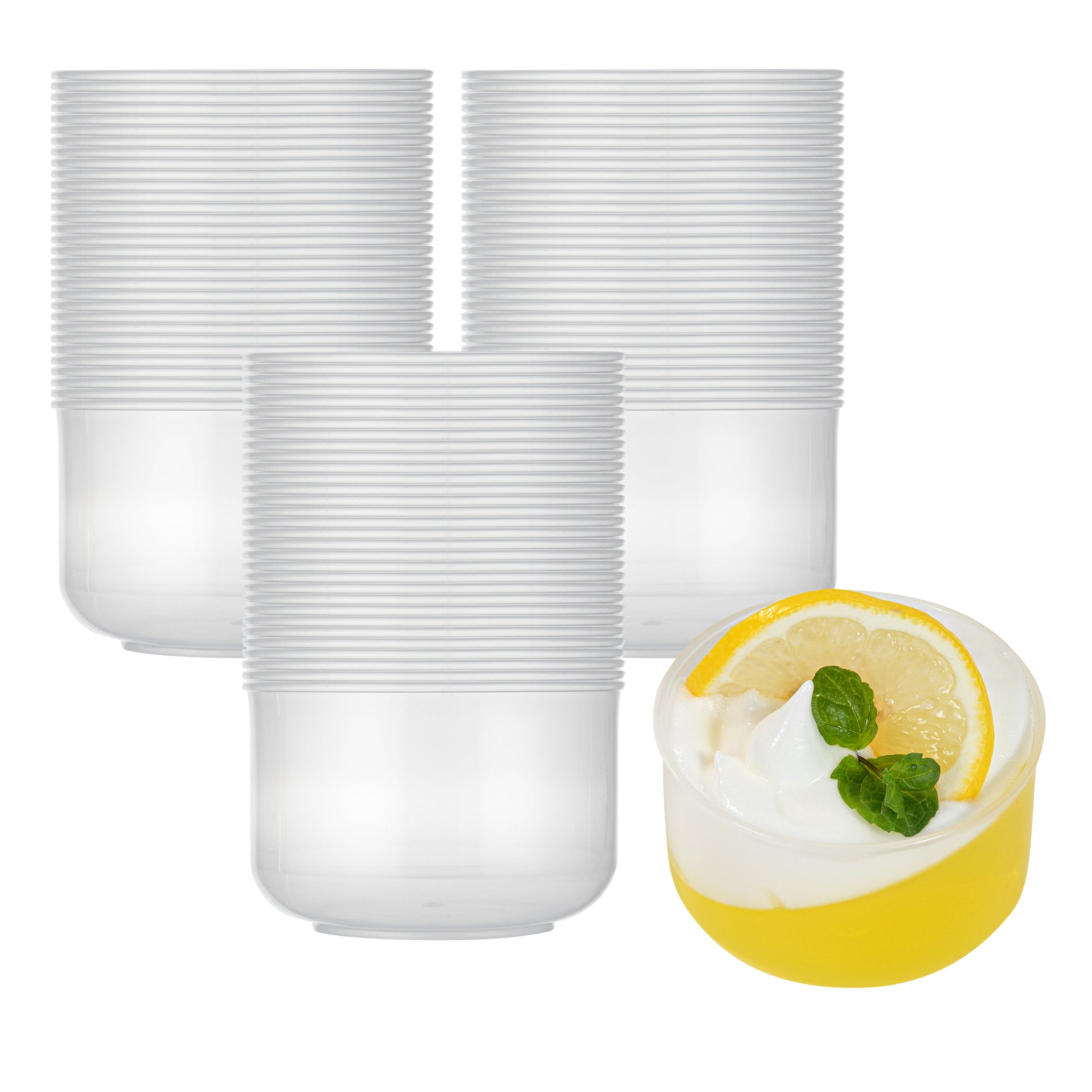 Mini Serve 4 oz Round Clear Plastic Dessert Cup - 2 3/4'' x 2 1/2'' x 1 3/4'' - 100 count box