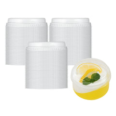 Mini Serve Round Clear Plastic Dome Lid - Fits 4 oz Dessert Cup - 100 count box