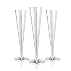 Bev Tek 5 oz Mirrored Plastic Champagne Flute - Vertical Cut - 2