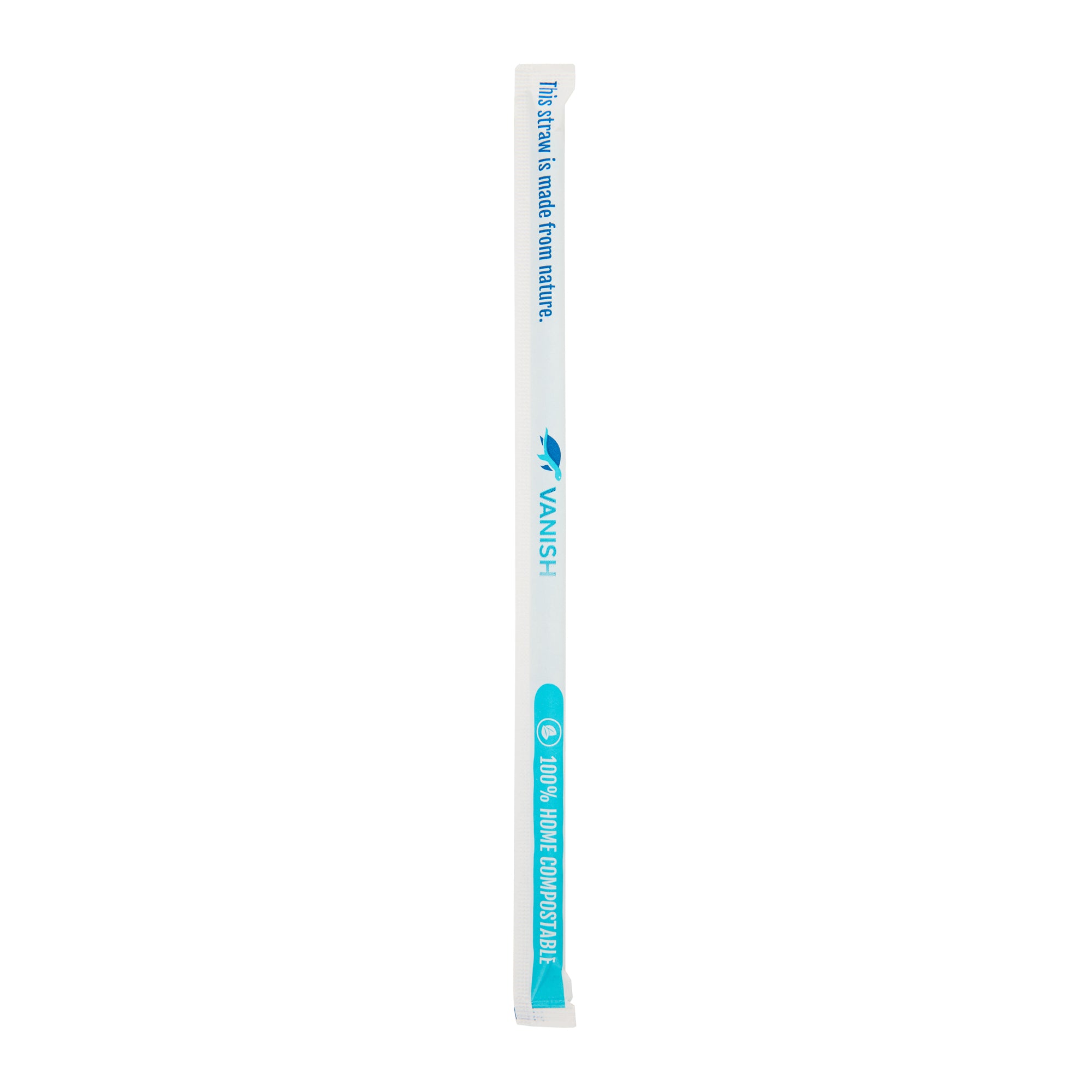 Vanish Blue PHA Plastic Straw - Wrapped, Compostable - 8 1/4" - 1000 count box