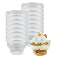 Chef 101 8 oz Round Clear Plastic Dessert Cup - 3 3/4