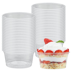 Chef 101 6 oz Round Clear Plastic Dessert Cup - 3 3/4