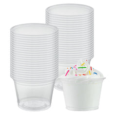 Chef 101 9 oz Round Clear Plastic Dessert Cup - 3 3/4