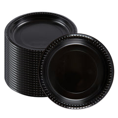 Chef 101 Round Black Plastic Plate - Microwavable - 9