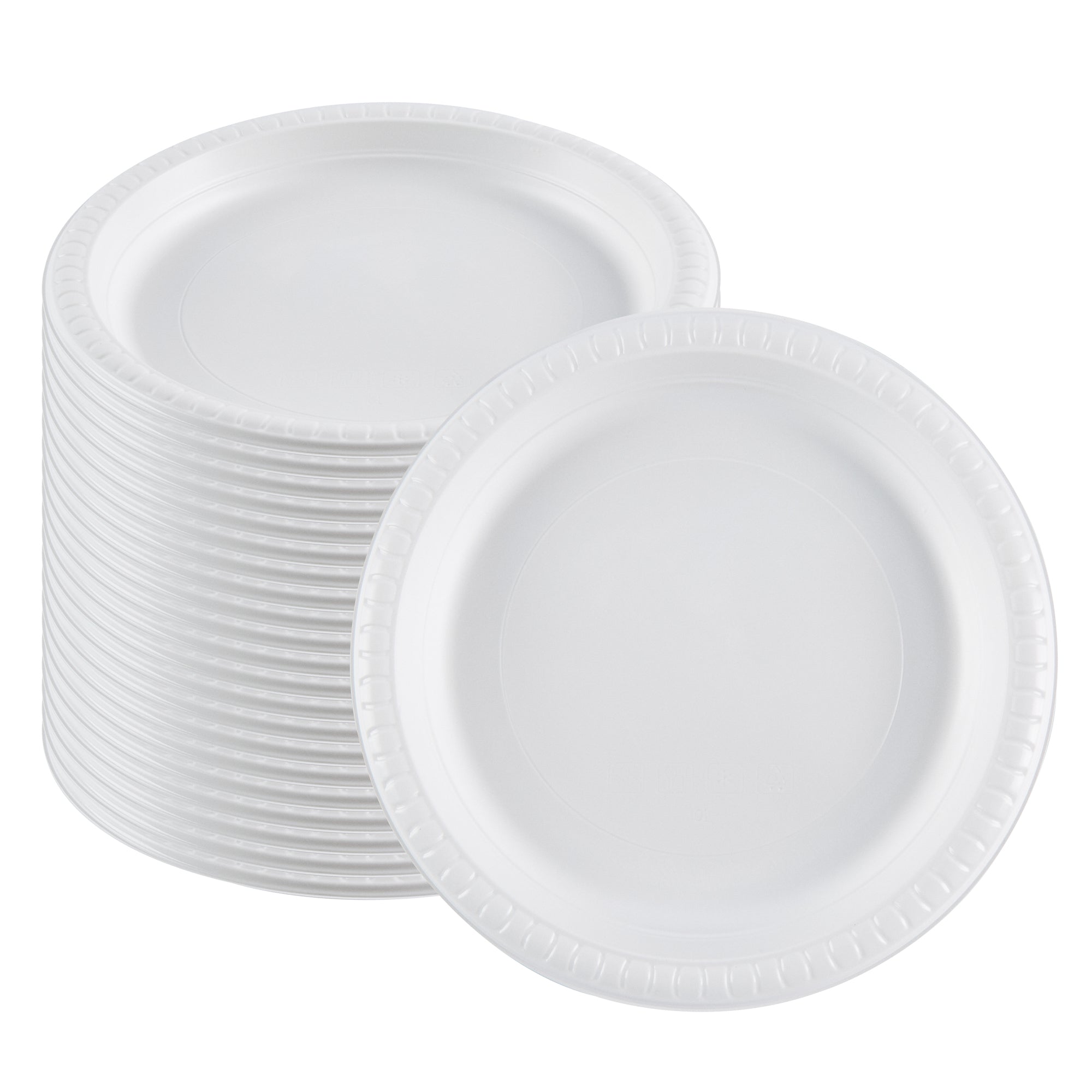 Chef 101 Round White Plastic Plate - Microwavable - 9" x 9" x 3/4" - 100 count box