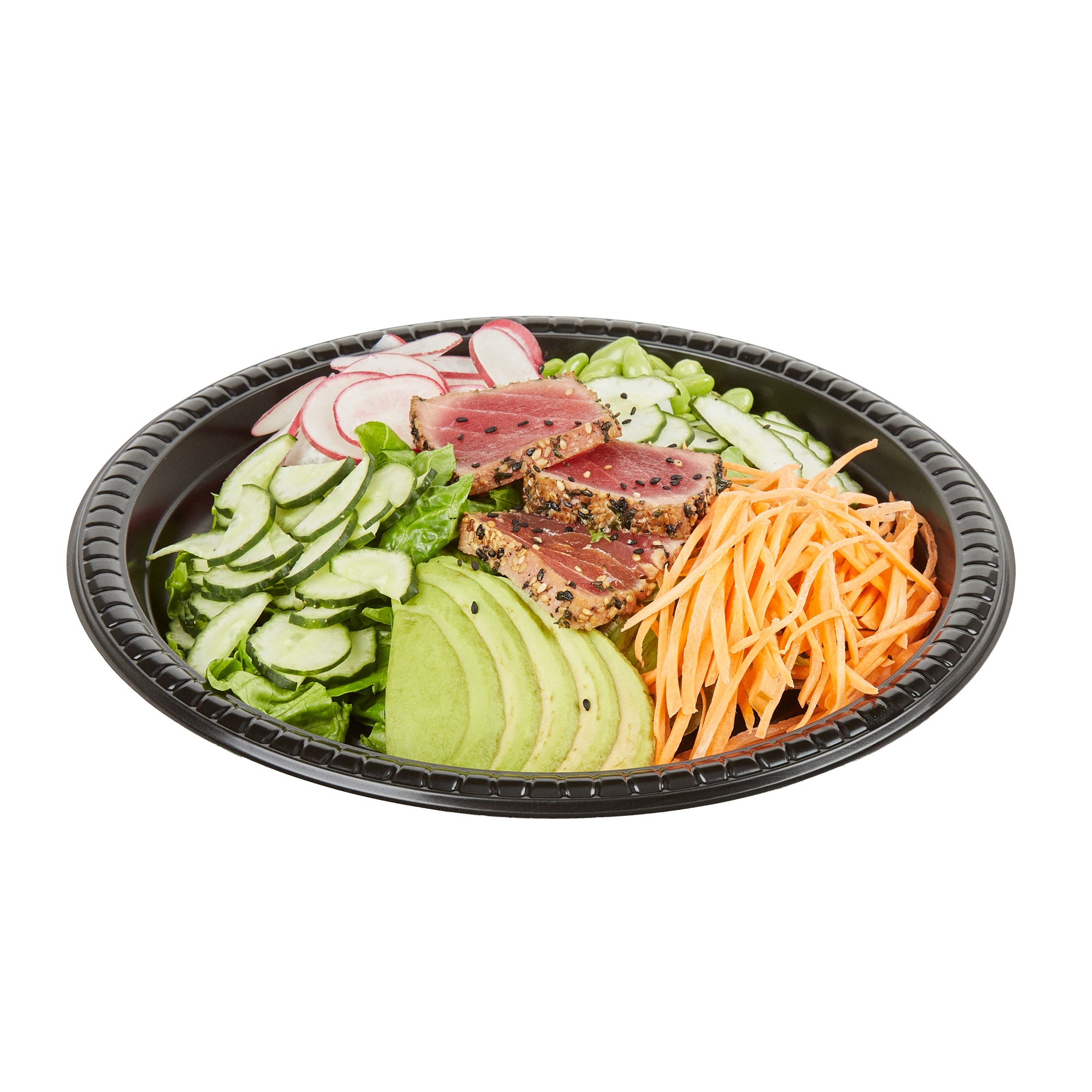 Chef 101 Round Black Plastic Plate - Microwavable - 10 1/4" x 10 1/4" x 3/4" - 100 count box