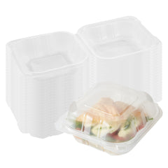 Chef 101 17 oz Square Clear Plastic Clamshell Container - Microwavable - 6