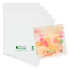 Basic Nature Translucent PLA Plastic / PBAT Lip and Tape Bag - Self-Sealing, Compostable - 4