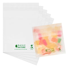 Basic Nature Translucent PLA Plastic / PBAT Lip and Tape Bag - Self-Sealing, Compostable - 4