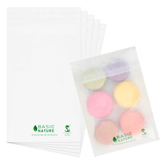 Basic Nature Translucent PLA Plastic / PBAT Lip and Tape Bag - Self-Sealing, Compostable - 6