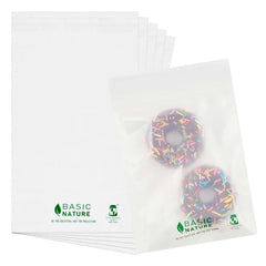Basic Nature Translucent PLA Plastic / PBAT Lip and Tape Bag - Self-Sealing, Compostable - 9