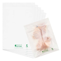 Basic Nature Translucent PLA Plastic / PBAT Lip and Tape Bag - Self-Sealing, Compostable - 10