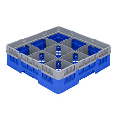 Clean Tek Professional Blue Glass Rack - 9 Compartments, 1 Full Drop Extender - 19 3/4