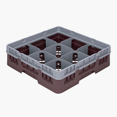 Clean Tek Professional Brown Glass Rack - 9 Compartments, 1 Full Drop Extender - 19 3/4