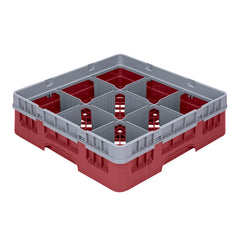 Clean Tek Professional Red Glass Rack - 9 Compartments, 1 Full Drop Extender - 19 3/4