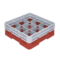 Clean Tek Professional Red Glass Rack - 9 Compartments, 1 Full Drop and 1 Half Drop Extender - 19 3/4
