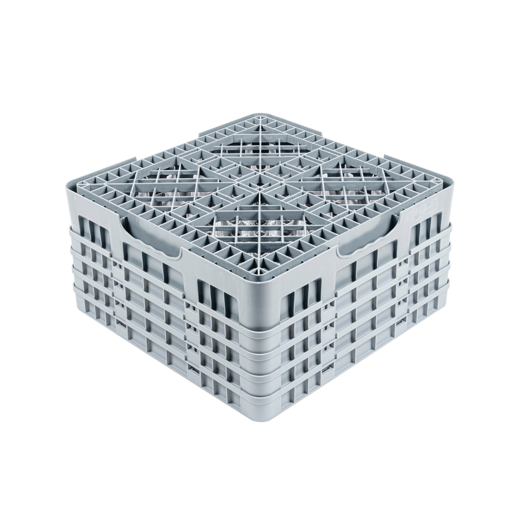 Clean Tek Professional Gray Glass Rack - 9 Compartments, 1 Full Drop and 3 Half Drop Extenders - 19 3/4" x 19 3/4" x 10 1/2" - 1 count box