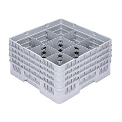 Clean Tek Professional Gray Glass Rack - 9 Compartments, 1 Full Drop and 3 Half Drop Extenders - 19 3/4