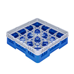 Clean Tek Professional Blue Glass Rack - 16 Compartments, 1 Full Drop Extender - 19 3/4