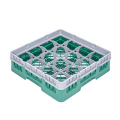 Clean Tek Professional Green Glass Rack - 16 Compartments, 1 Full Drop Extender - 19 3/4