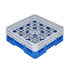 Clean Tek Professional Blue Glass Rack - 16 Compartments, 1 Full Drop and 1 Half Drop Extender - 19 3/4