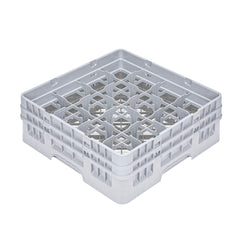 Clean Tek Professional Gray Glass Rack - 16 Compartments, 1 Full Drop and 1 Half Drop Extender - 19 3/4