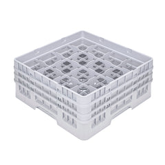 Clean Tek Professional Gray Glass Rack - 16 Compartments, 1 Full Drop and 2 Half Drop Extenders - 19 3/4
