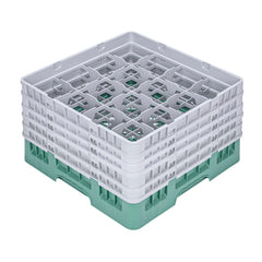 Clean Tek Professional Green Glass Rack - 16 Compartments, 1 Full Drop and 4 Half Drop Extenders - 19 3/4