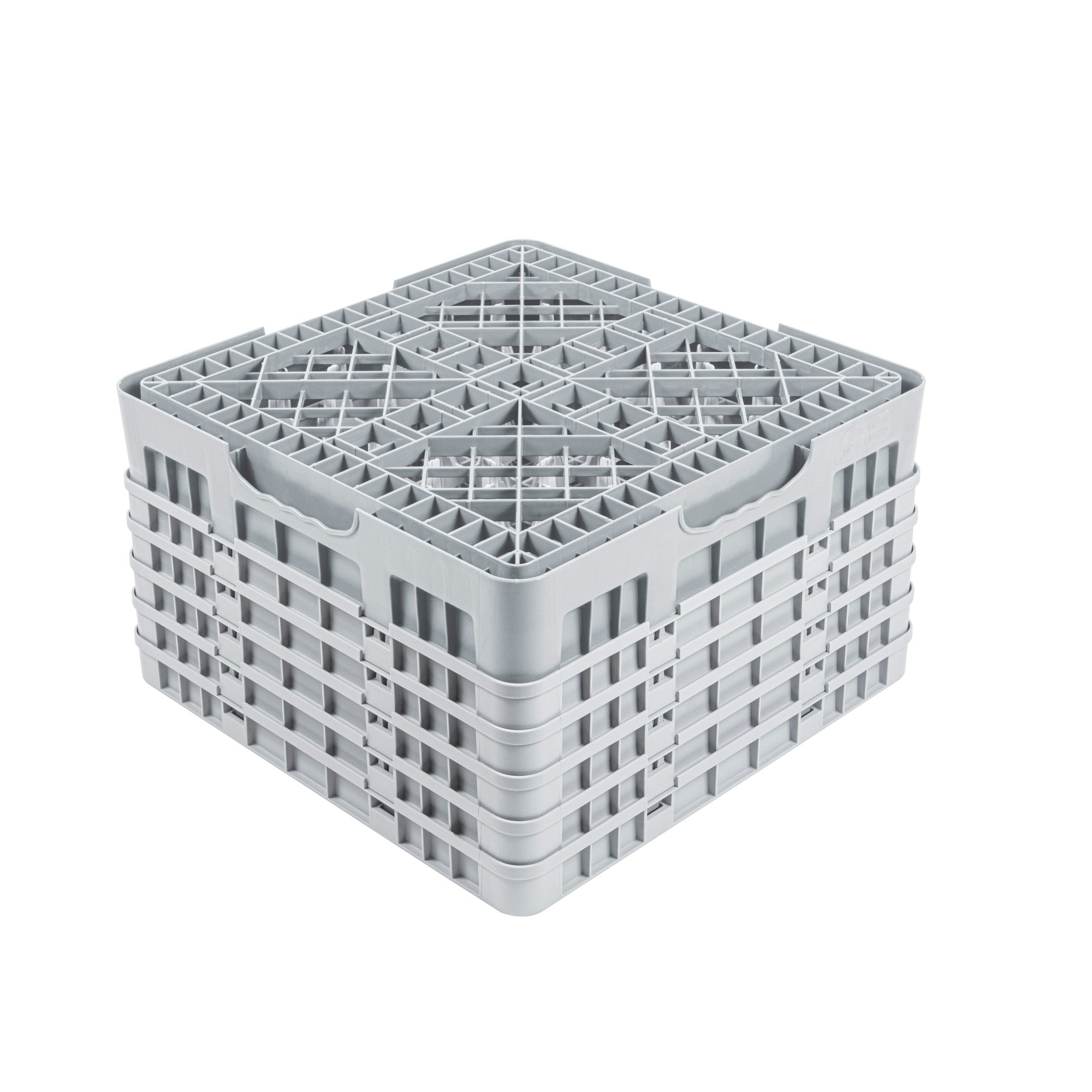Clean Tek Professional Gray Glass Rack - 16 Compartments, 1 Full Drop and 4 Half Drop Extenders - 19 3/4" x 19 3/4" x 12 1/4" - 1 count box