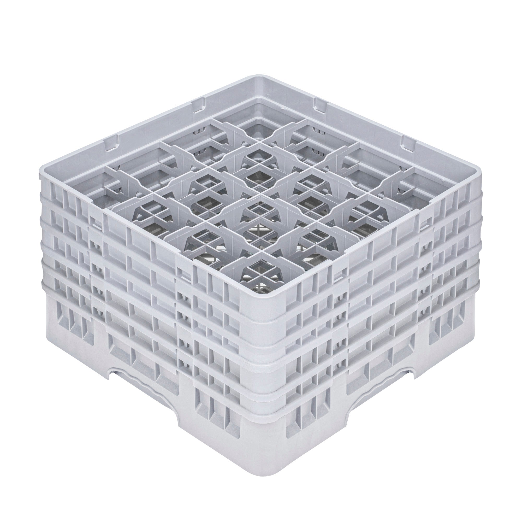 Clean Tek Professional Gray Glass Rack - 16 Compartments, 1 Full Drop and 4 Half Drop Extenders - 19 3/4" x 19 3/4" x 12 1/4" - 1 count box
