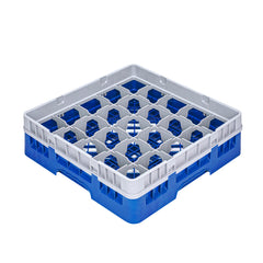 Clean Tek Professional Blue Glass Rack - 25 Compartments, 1 Full Drop Extender - 19 3/4