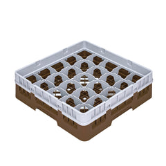 Clean Tek Professional Brown Glass Rack - 25 Compartments, 1 Full Drop Extender - 19 3/4