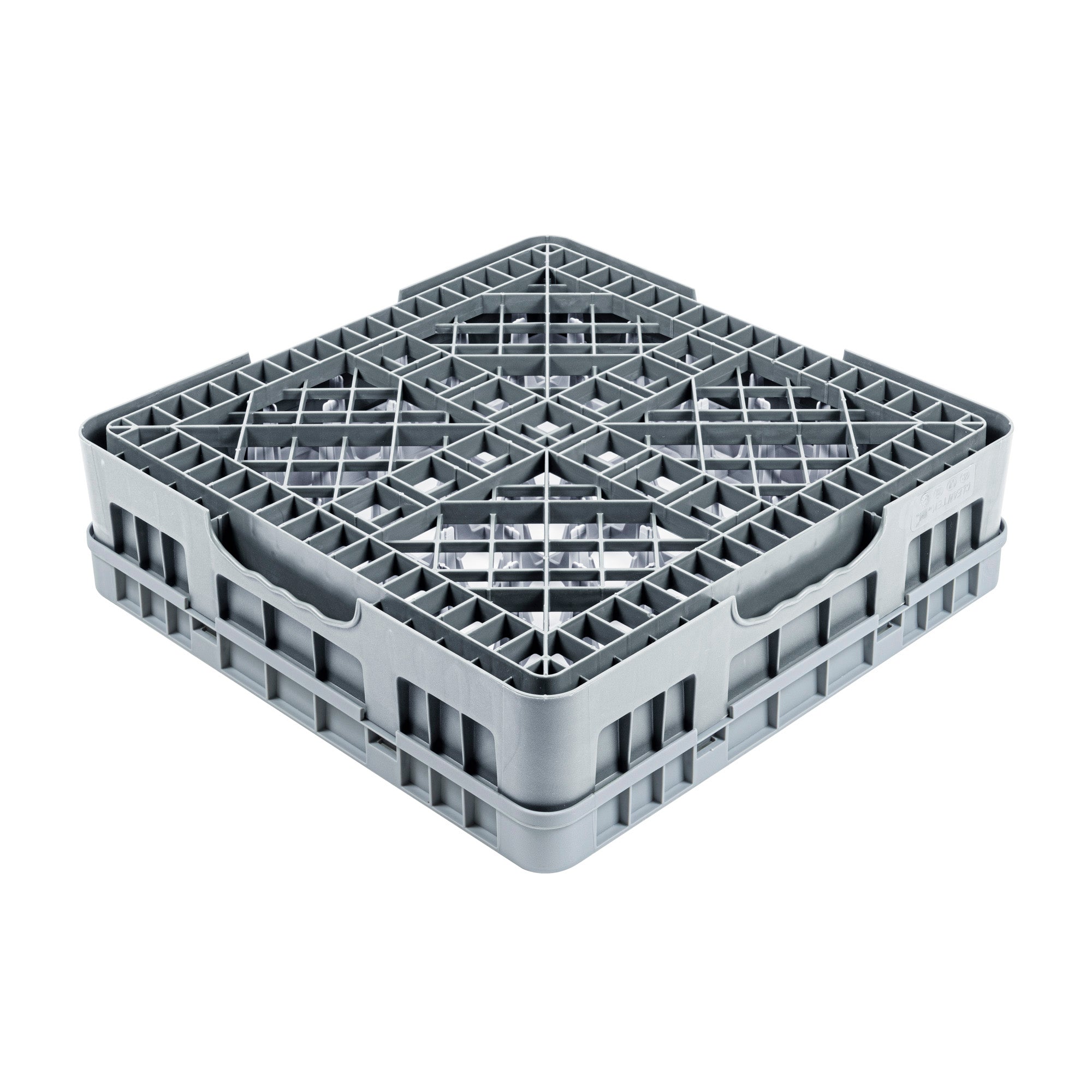 Clean Tek Professional Gray Glass Rack - 25 Compartments, 1 Full Drop Extender - 19 3/4" x 19 3/4" x 5 3/4" - 1 count box
