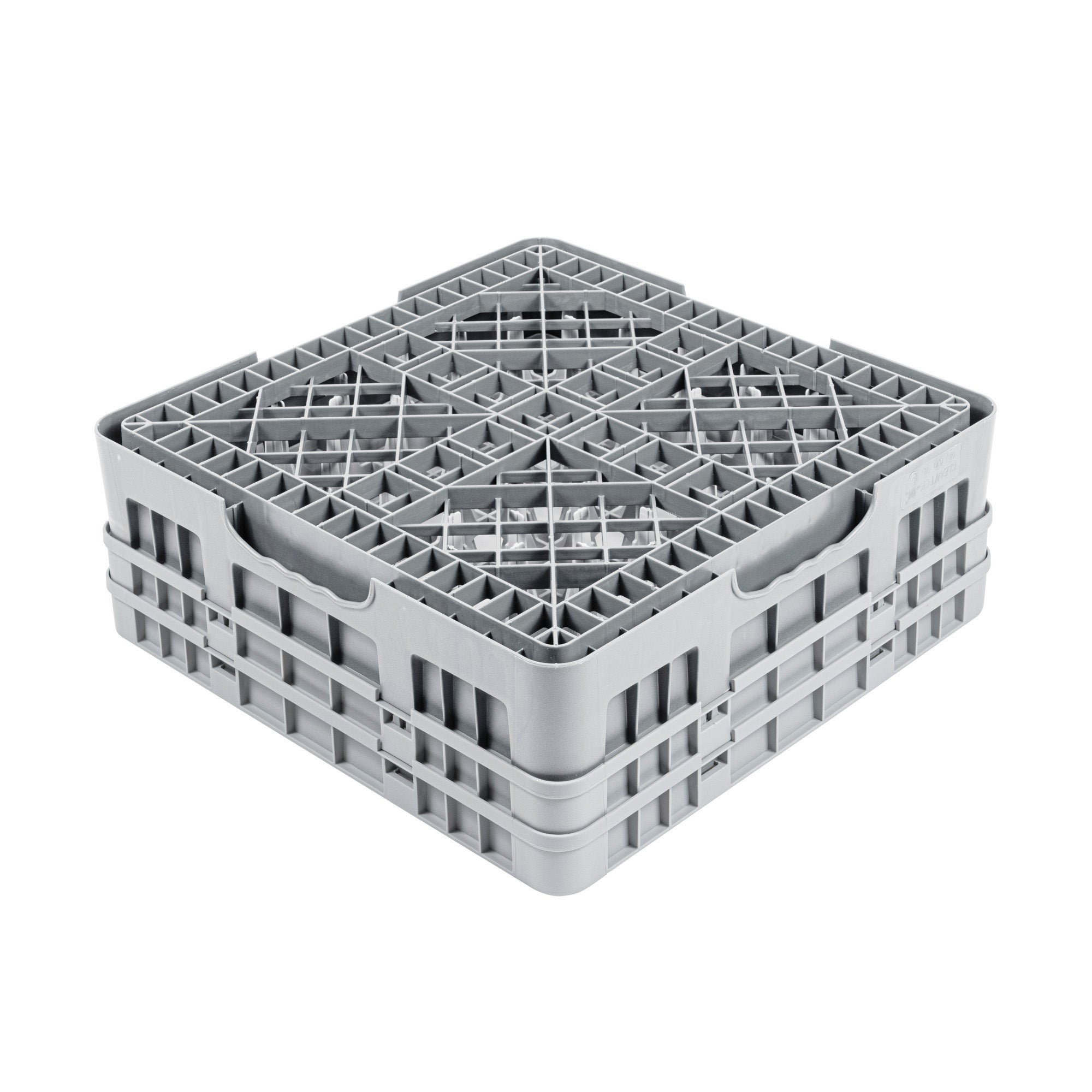 Clean Tek Professional Gray Glass Rack - 25 Compartments, 1 Full Drop and 1 Half Drop Extender - 19 3/4" x 19 3/4" x 7 1/4" - 1 count box
