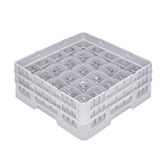 Clean Tek Professional Gray Glass Rack - 25 Compartments, 1 Full Drop and 1 Half Drop Extender - 19 3/4