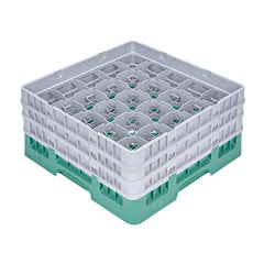 Clean Tek Professional Green Glass Rack - 25 Compartments, 1 Full Drop and 2 Half Drop Extenders - 19 3/4