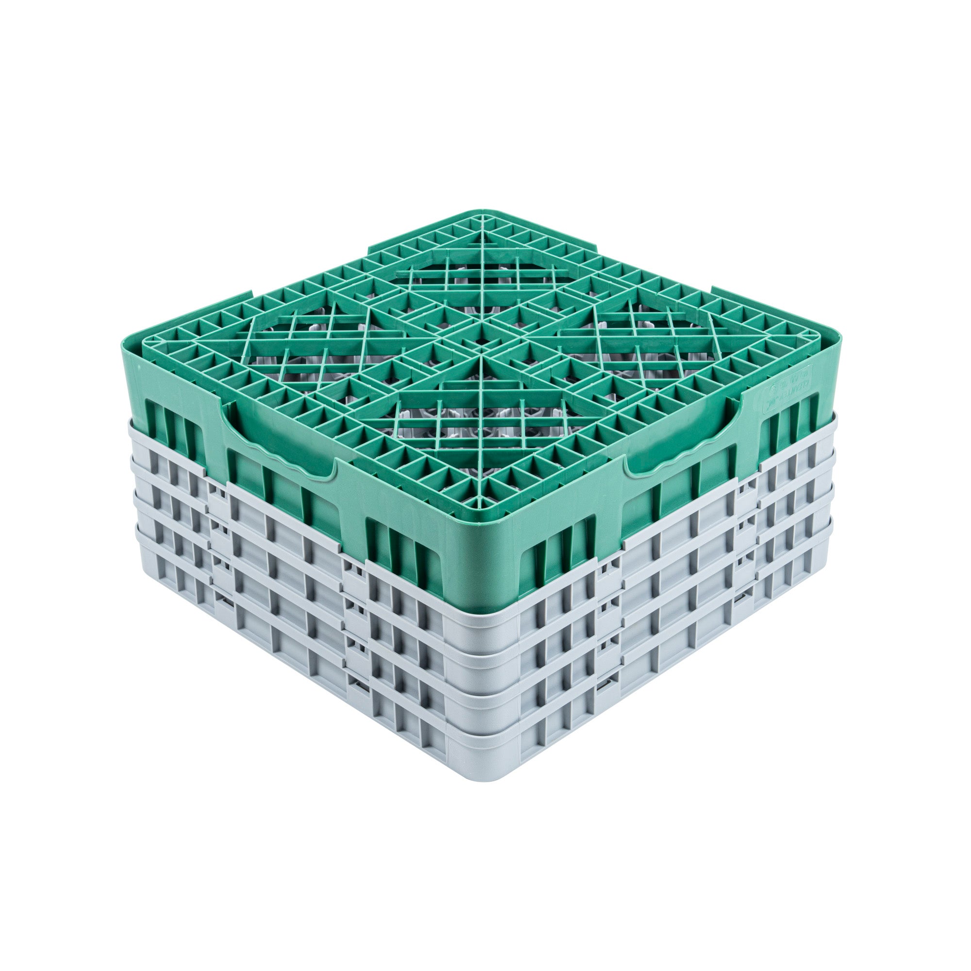 Clean Tek Professional Green Glass Rack - 25 Compartments, 1 Full Drop and 3 Half Drop Extenders - 19 3/4" x 19 3/4" x 10 1/2" - 1 count box