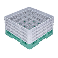 Clean Tek Professional Green Glass Rack - 25 Compartments, 1 Full Drop and 3 Half Drop Extenders - 19 3/4