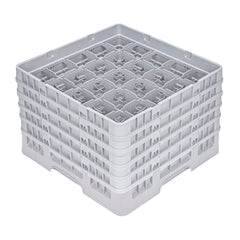 Clean Tek Professional Gray Glass Rack - 25 Compartments, 1 Full Drop and 4 Half Drop Extenders - 19 3/4