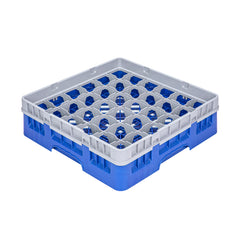 Clean Tek Professional Blue Glass Rack - 36 Compartments, 1 Full Drop Extender - 19 3/4