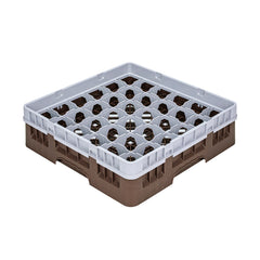Clean Tek Professional Brown Glass Rack - 36 Compartments, 1 Full Drop Extender - 19 3/4