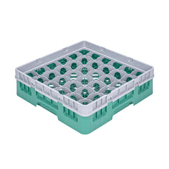 Clean Tek Professional Green Glass Rack - 36 Compartments, 1 Full Drop Extender - 19 3/4