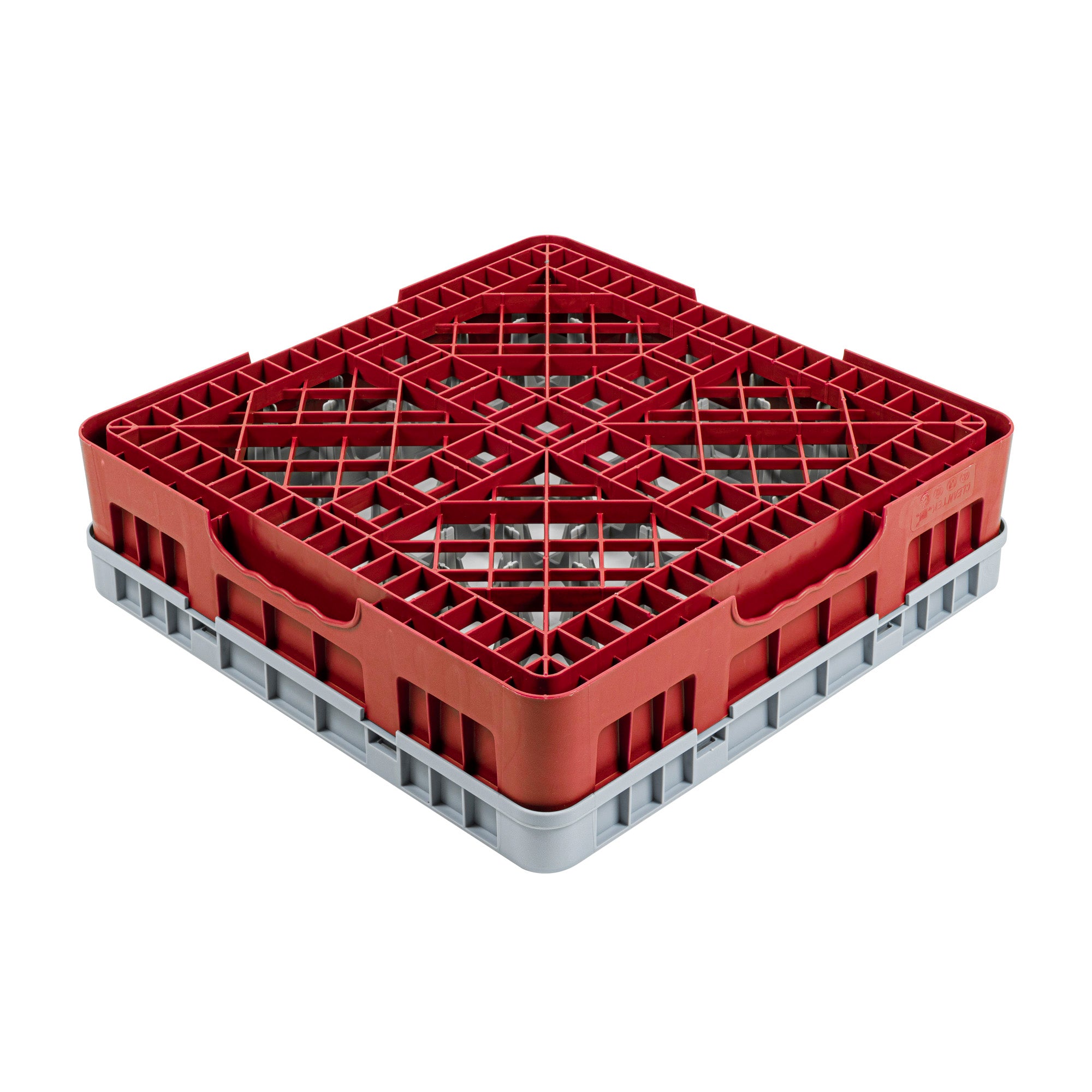 Clean Tek Professional Red Glass Rack - 36 Compartments, 1 Full Drop Extender - 19 3/4" x 19 3/4" x 5 3/4" - 1 count box